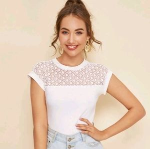 COPY - Lace Yoke Solid Top